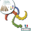 Cylindres de couleur Montessori bruts en hêtre