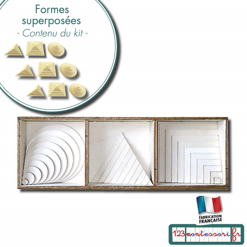Figures superposées Montessori : 10 formes cercle, carré, triangle