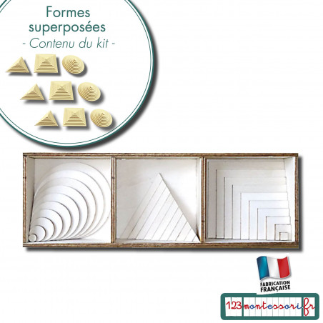 Figures superposées Montessori : 10 formes cercle, carré, triangle