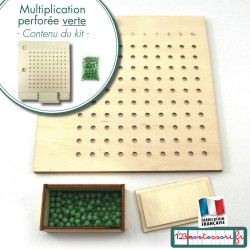 Apprendre les tables de multiplications avec la table de multiplication perforée Montessori
