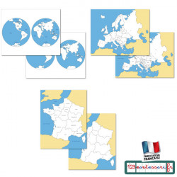 Fonds de carte : Planisphère, Europe et France