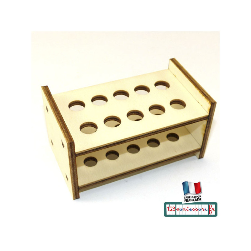 Support En Bois Pour Tubes à Essai - Porte-éprouvettes Laboratoire 36x8.7x6.7 Cm - Trous 22 Mm - Stable Pour Expériences Scientifiques