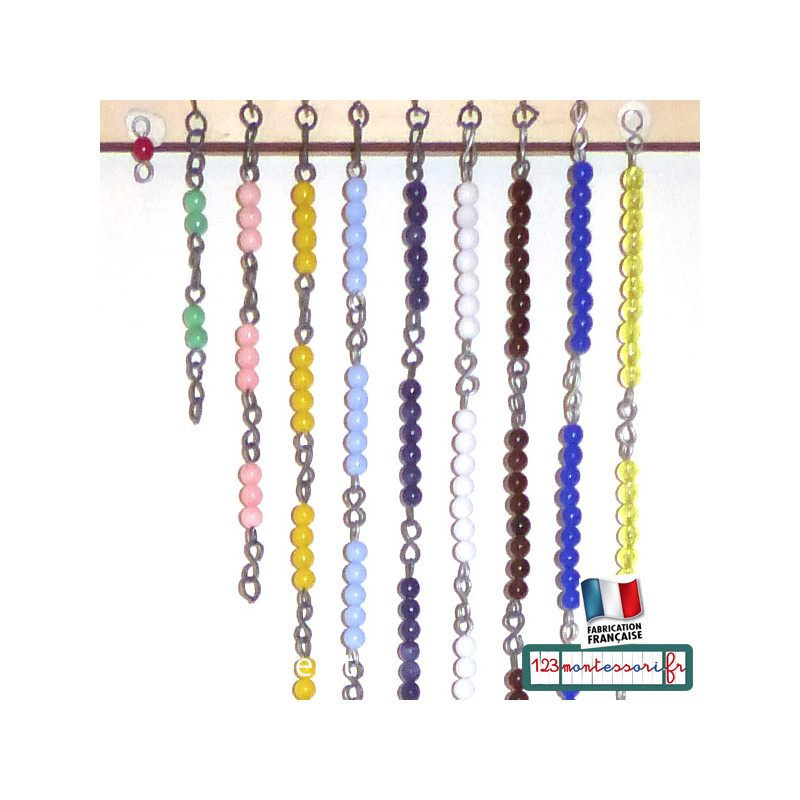 Chaines longues du compter en sautant : Perles Montessori pour les chaines des cubes