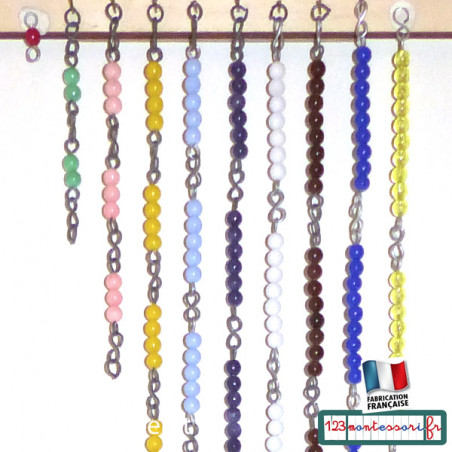 Chaines longues du compter en sautant : Perles Montessori pour les chaines des cubes