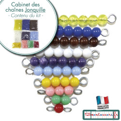 Perles Montessori pour les chaines longues du compter en sautant chaines des cubes
