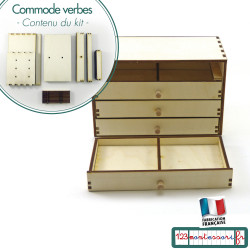 Commode des livrets rouge de conjugaison Montessori
